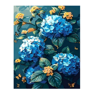 diy数字油画绣球花高颜值治愈系手绘花卉填色油画圆圆满满寓意好
