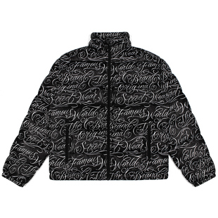 THE V BRAND美式街头潮流西岸嘻哈满版花体字加厚休闲羽绒服外套