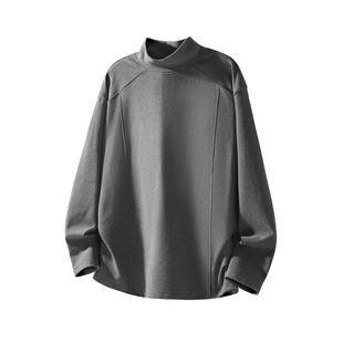 半高领德绒打底衫厚款长袖T恤男加肥加大码潮牌胖子宽松春冬新款