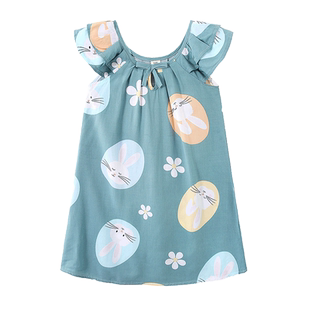 女童睡裙绵绸夏季棉绸儿童薄款短袖宝宝小孩大睡衣2026新款家居服