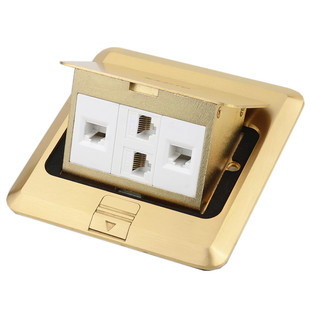 多口电话加网络线地插四位语音带信息多媒体弱电全铜防水地面插座