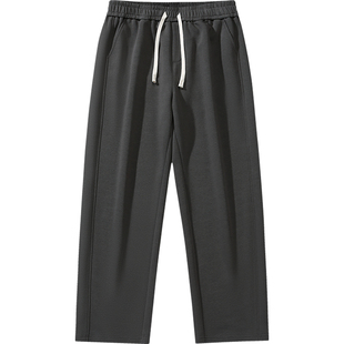 加绒重磅直筒卫裤男休闲裤深灰色运动裤宽松中青年秋冬装长裤子潮