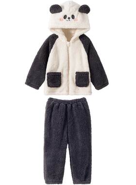 贝肽斯儿童睡衣宝宝家居服套装保暖加厚衣服秋冬外套亲子装珊瑚绒