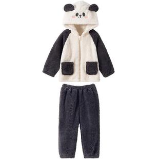 贝肽斯儿童睡衣宝宝家居服套装保暖加厚衣服秋冬外套亲子装珊瑚绒