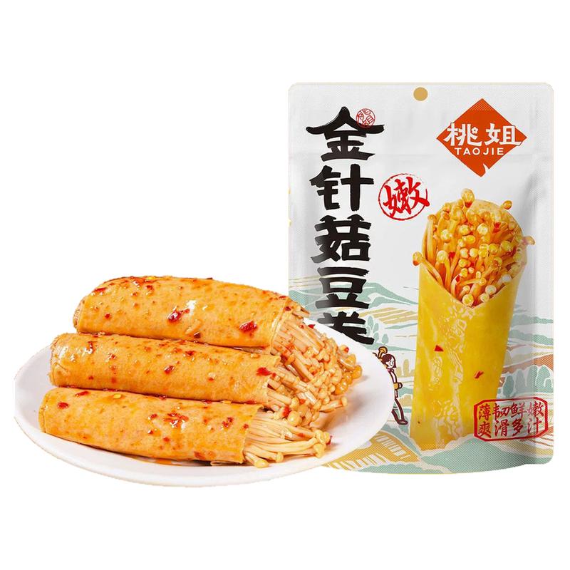 桃姐金针菇豆卷弹韧入味解馋零食