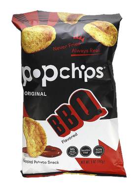 香港直发Popchips薯片烧烤味酥脆膨化休闲零食非油炸142g