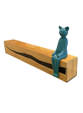 户外猫人雕塑玻璃钢室外卡通座椅创意商场休息区休闲坐凳摆件定制