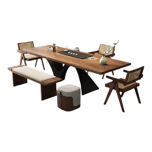 新中式宋代美学实木茶桌办公桌一体两用家用客厅茶台桌椅组合