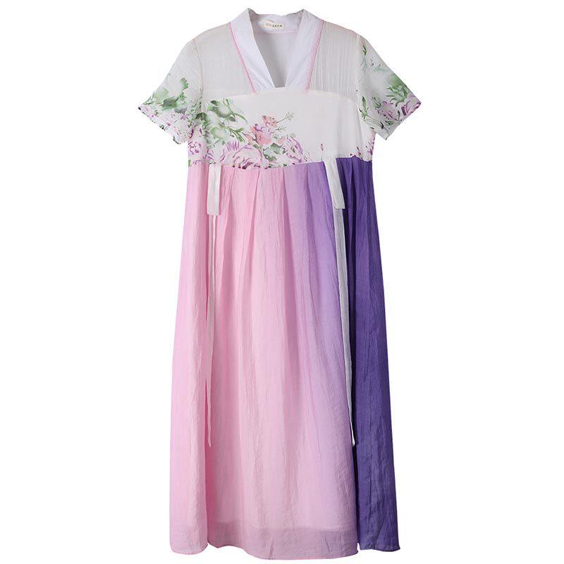 汉服宽松短袖连衣裙女齐胸襦裙夏