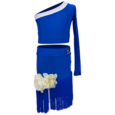 女童拉丁舞比赛演出服流苏舞蹈裙