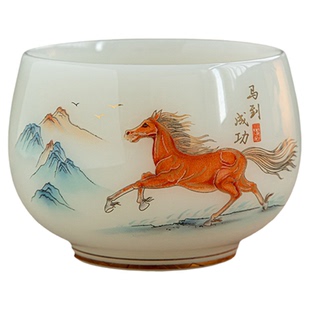 容山堂马年本命年礼物汝窑茶杯主人杯单杯功夫茶杯高端个人专用