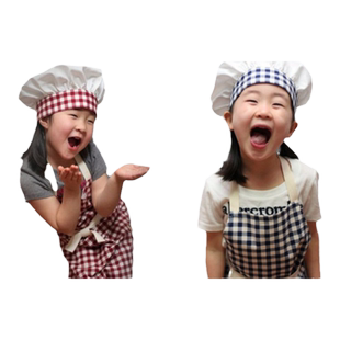 韩版儿童围裙画画衣厨师服幼儿扮演课男女童棉麻烘焙工作服亲子服