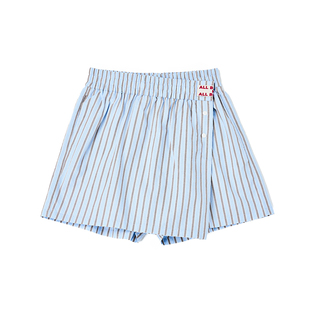 ALL BEINGS25SS夏季设计感蓝灰条纹斜门襟不规则解构裙裤女款