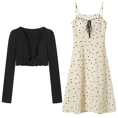 甜美风碎花吊带连衣裙