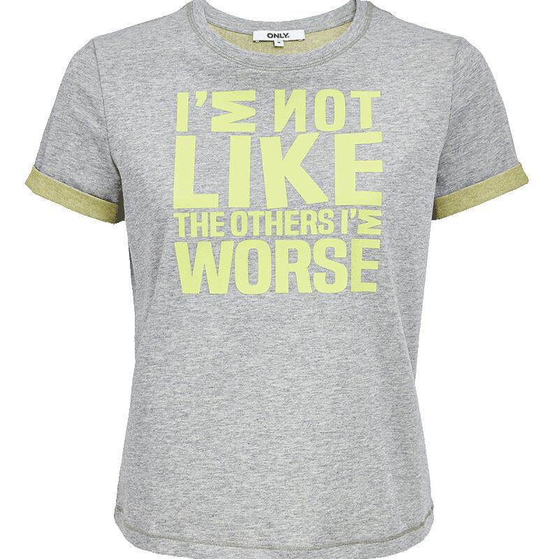 ONLY2026春季新款撞色宣言印花圆领显瘦正肩字母短袖上衣T恤女