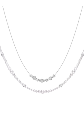 阿吉豆项链女气泡珍珠双层锁骨链