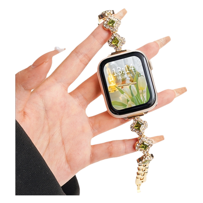 适用苹果手表Applewatch S9/10代新款施华洛四叶草表带iwatch S8运动ultra2智S7小众6创意5高级感4女生夏秋冬