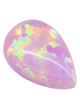 樱花粉梨形平底素面澳宝戒面裸石OPAL 水滴形合成欧泊石宝石OP08