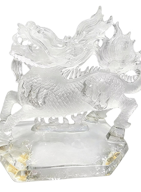 天然水晶麒麟招财祥瑞摆件