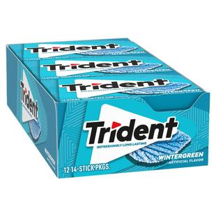 代购美国无糖经典原装进口Trident三叉戟木糖醇口香糖 冬青整盒装