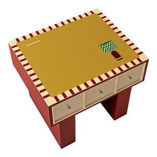 巴黎日记中古风高级卧室床头柜保护垫可定制皮革桌垫边几桌上垫子