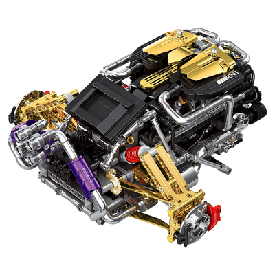 【顺丰包邮】异启积木v12发动机模型v8发动机模型引擎拼装男玩具