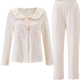 商场同款MYBODY新款2025冬季睡衣女套装娃娃领海岛绒可外穿家居服