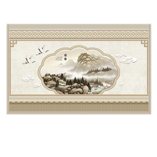 国风丨电视防尘罩绒布风雅新中式85寸75寸65轻奢简约国画山水定制