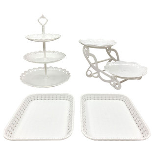 欧式生日甜品台摆盘展示架摆件套装点心冷餐摆台三层蛋糕托盘架子