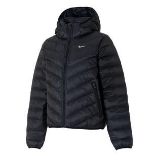 Nike短款羽绒服排骨款女款黑色连帽面包服保暖加厚运动羽绒外套女