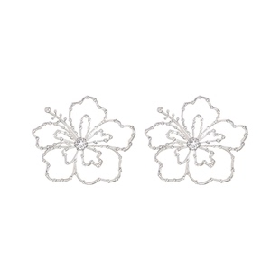 UNEUPEU UNEUMIN 扶桑花原创花朵耳环耳饰精致锆石小众耳钉