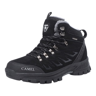 清仓断码特价骆驼男鞋冬季加绒保暖户外高帮登山鞋防水大棉鞋真皮