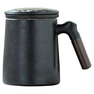 黑陶马克杯过滤带盖茶水分离泡茶杯男女水杯茶杯陶瓷杯子礼品定制