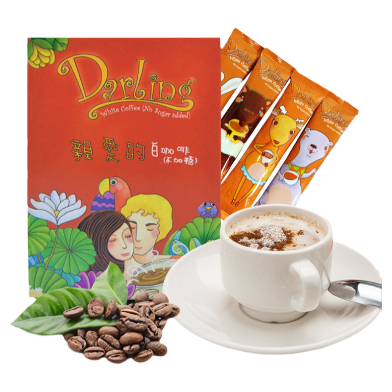 80条costco同款白咖啡darling马来西亚德林亲爱的无加糖速溶咖啡