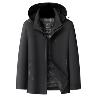 百胜狐三合一可拆内胆帽子高个子鸭绒羽绒服男加肥加大轻便冬外套