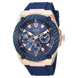 海外正品盖斯Guess手表蓝金色三眼计时情侣对表W1049G2/W1094L2