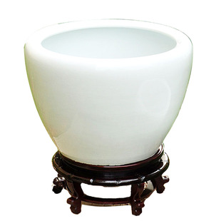 定制特大号景德镇陶瓷器白色睡莲碗莲荷花乌龟风水鱼缸养鱼盆锦鲤