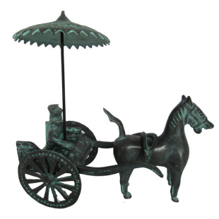 东周青铜器仿古摆件单马拉车天子御用马车书柜摆件博古架古代战车