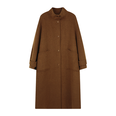 solighter羊毛立领牛角扣大衣