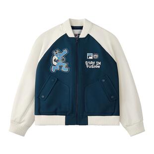 FILA FUSION | Mr Doodle联名针织外套女2025冬季新款棒球服夹克