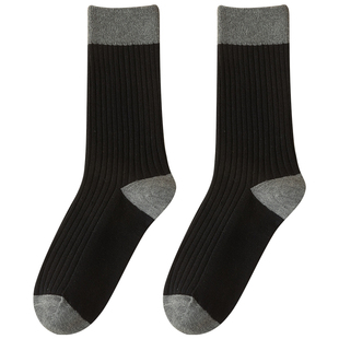 袜子女秋冬款中筒袜ins潮棉袜撞色长筒堆堆袜女春秋月子无骨长袜