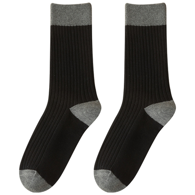 撞色细条女士纯棉潮流色系中筒袜