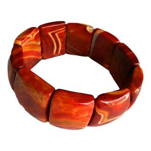 纯天然宣化玛瑙手串缠丝战国红宽版手链男手牌带证书保真玉石手排