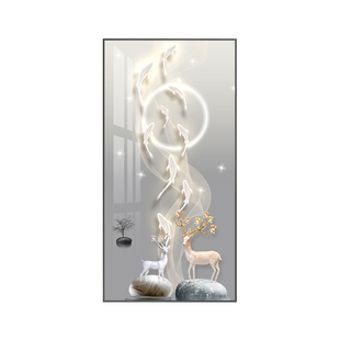 入户玄关装饰画走廊过道挂画现代轻奢九鱼图好寓意高档大气玄关画