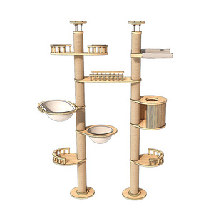 顶天立地实木通天柱猫爬架猫窝猫树一体不占地高层大型太空舱猫窝