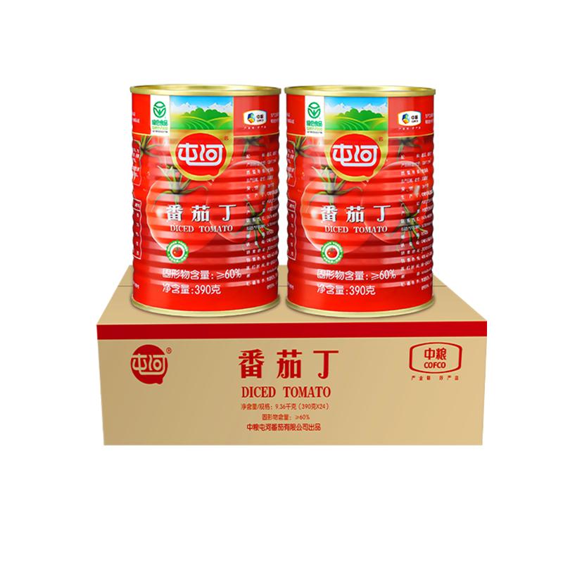 中粮屯河番茄丁390g*24罐蔬菜罐头调味品饭店学校餐厅酱类批发