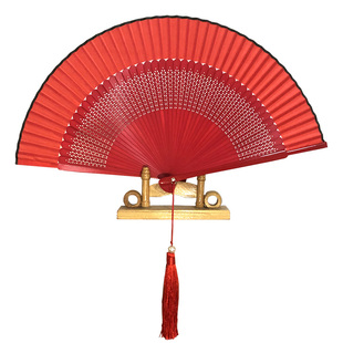 7寸红色扇子古风折扇旗袍走秀折扇古典扇婚礼喜扇定制