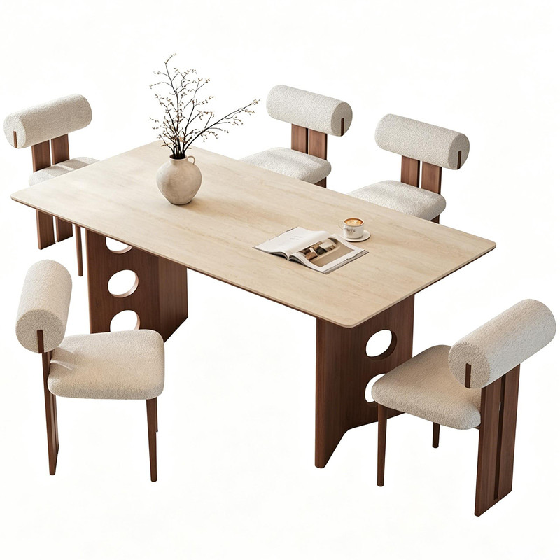 中古风三孔实木腿茶餐桌两用家用