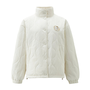 [史努比联名]佐丹奴女装秋冬新款绣章双面穿立领棉衣外套18375713