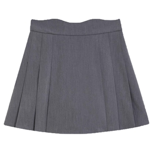 灰色西装半身裙女夏季短裙防走光小个子百褶裙a字裙大码胖mm200斤